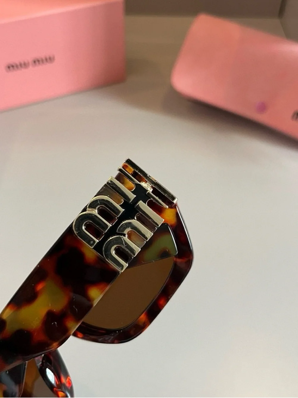 Miu Miu Tortoiseshell Acetate Sunglasses with Brown Lenses